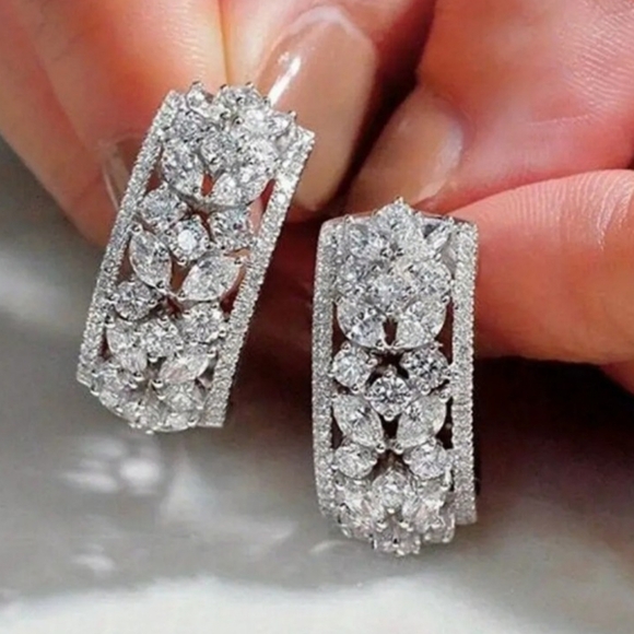 🐎 NEW! Elegant JTV Silver CZ Earrings - Picture 2 of 3